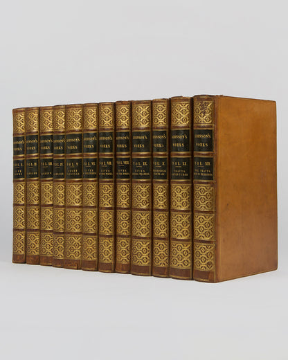 The collected works of the prolific writer Samuel Johnson (1709-1784) who was famed for his creation of the dictionary.