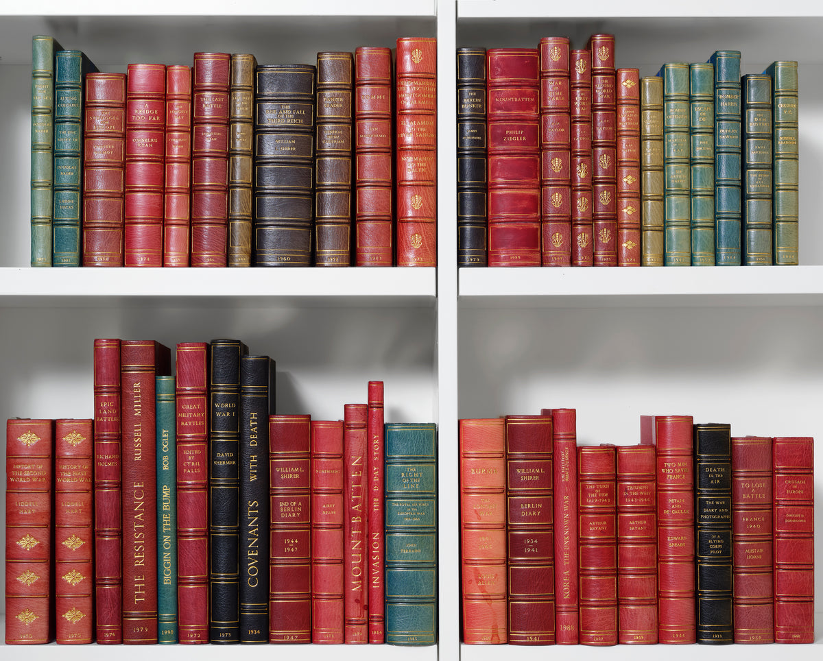 A fantastic collecton of 45 titles on the First and Second World War, all either bound by Sangorski & Sutcliffe in morocco or housed in folding morocco backed boxes