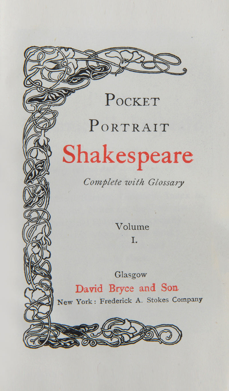 A wonderfully unique set of the works of Shakespeare in four pocket-sized books bound in a beautiful green with floral gilt decoration.