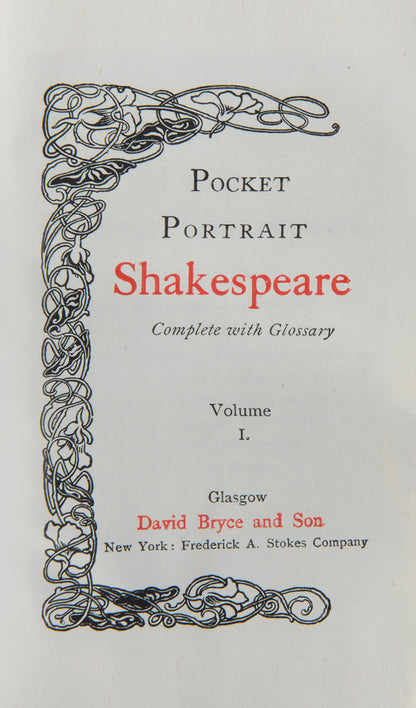 A wonderfully unique set of the works of Shakespeare in four pocket-sized books bound in a beautiful green with floral gilt decoration.