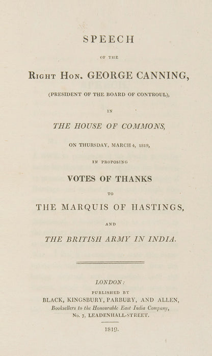 Speech of the Right Hon. George Canning,