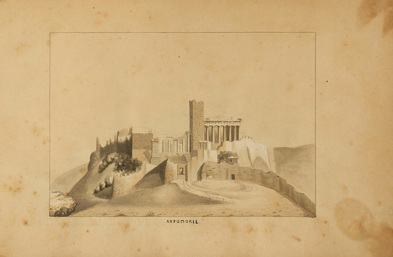 A sketchbook of pen and wash drawings of the principal ancient Greek monuments in and around Athens.