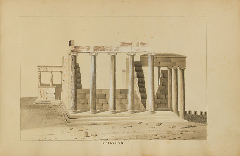 A sketchbook of pen and wash drawings of the principal ancient Greek monuments in and around Athens.