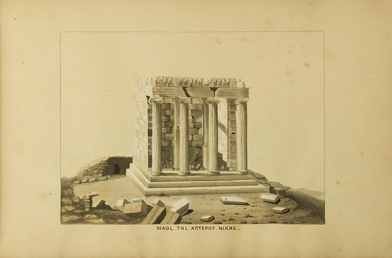 A sketchbook of pen and wash drawings of the principal ancient Greek monuments in and around Athens.