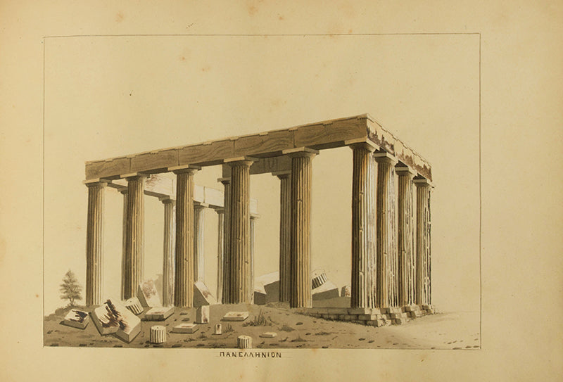 A sketchbook of pen and wash drawings of the principal ancient Greek monuments in and around Athens.