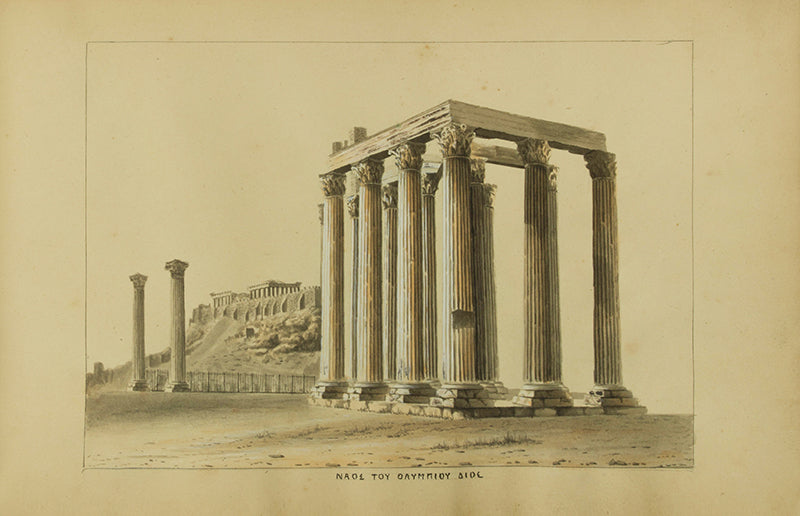 A sketchbook of pen and wash drawings of the principal ancient Greek monuments in and around Athens.