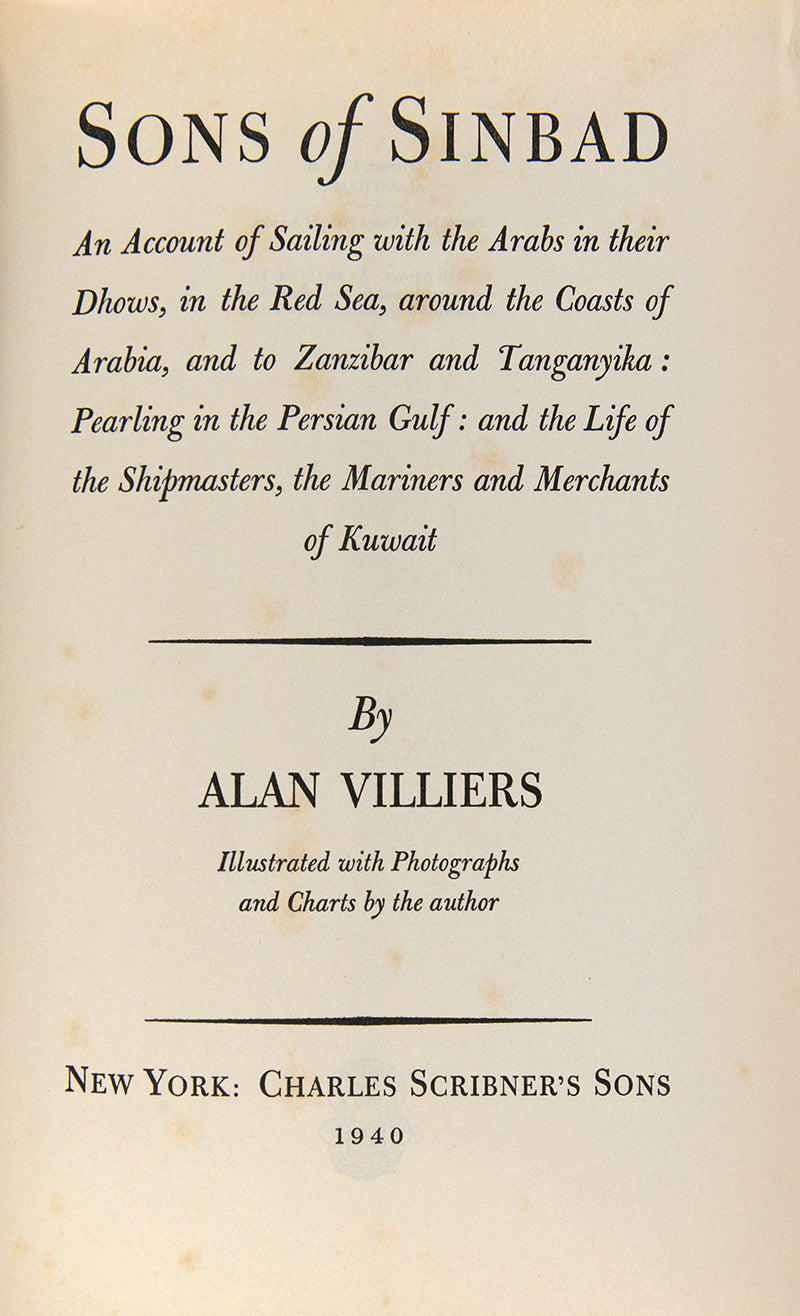 In Sons of Sinbad, Villiers provides a well illustrated account of his voyage from Aden to Mombasa, via Saudi Arabia, thence to Kuwait via Oman and Bahrain. 