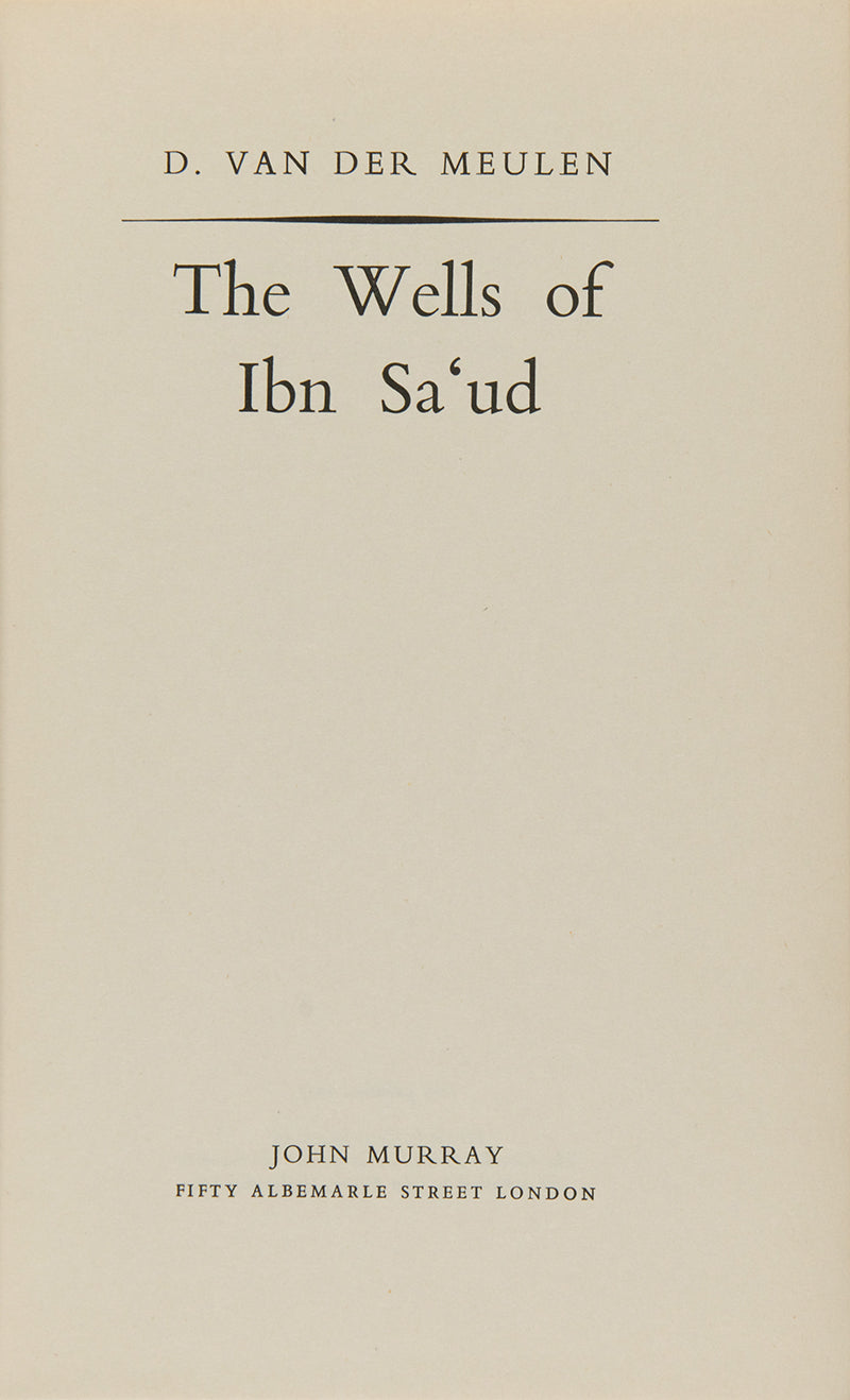 Dutch diplomat and explorer, Van der Meulen, gives an account of Ibn Sa'ud from his exile in Kuwait to his becoming the founder and first king of Saudi Arabia. 