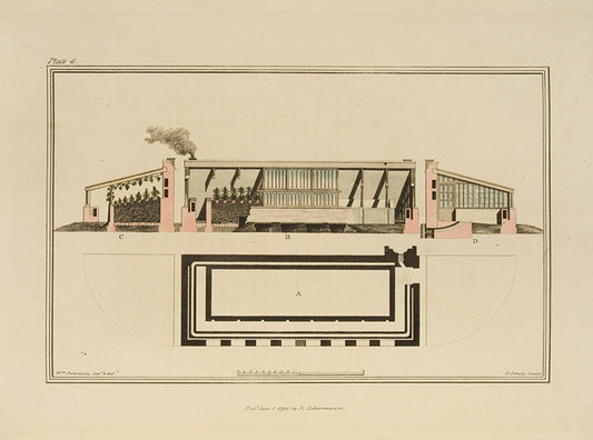 First edition of landscape architect William Robertson's 1798 book A Collection of Various Forms of Stoves, on the design and construction of heated greenhouses for exotic plants.