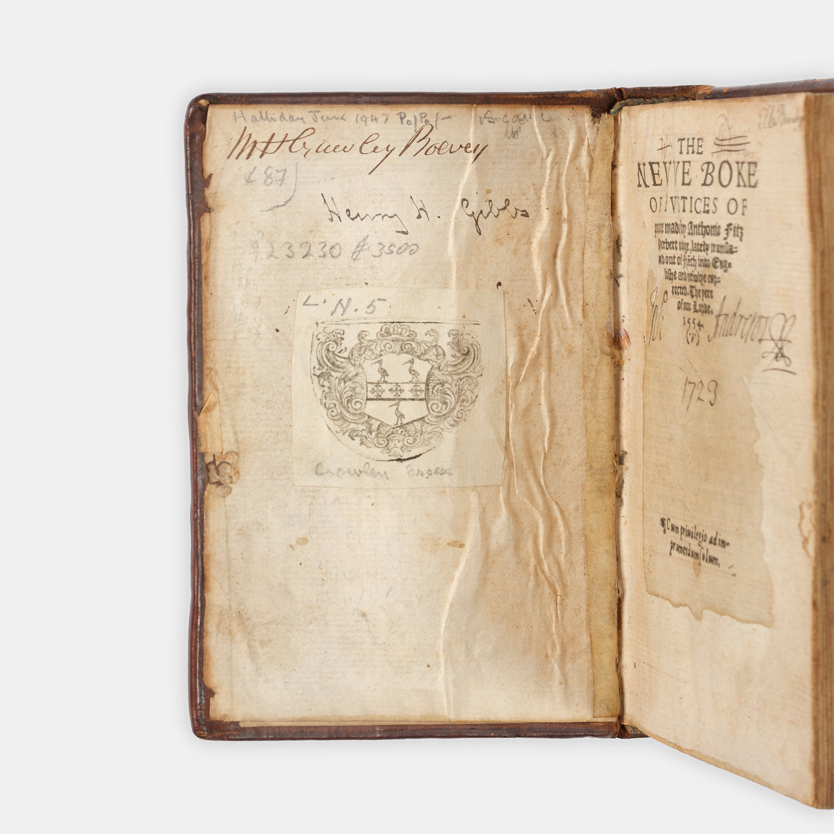 An early edition in English of Sir Anthony Fitzherbert's practical manual The Newe Boke of Justices of Peace, in a contemporary English gilt tooled binding