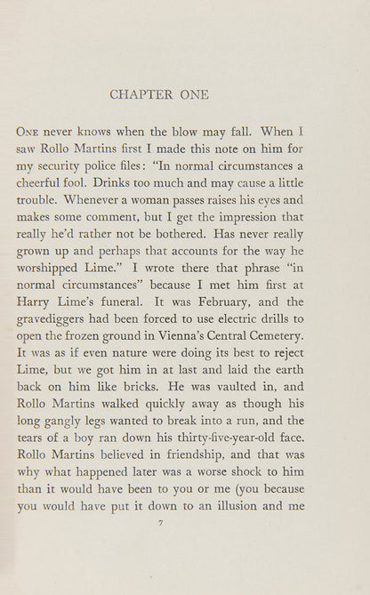 The Third Man and The Fallen Idol by Graham Greene was originally written as a screenplay for the eponymous film starring Orson Wells and directed by Carol Reed, this is the first edition in book form.