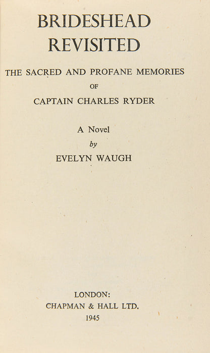 Evelyn Waugh's defining novel, Brideshead Revisited, details the spiritual lives behind the facades of an aristocratic family and their middle-class friend, the protagonist.
