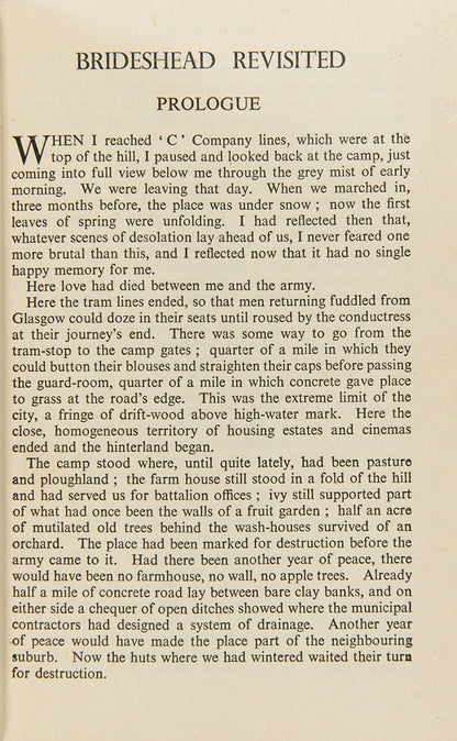 Evelyn Waugh's defining novel, Brideshead Revisited, details the spiritual lives behind the facades of an aristocratic family and their middle-class friend, the protagonist.