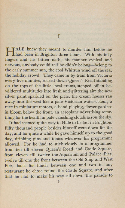 The first UK edition of Graham Greene's (1904-1991) classic murder-thriller Brighton Rock in a fine binding by Bayntun Riviere.