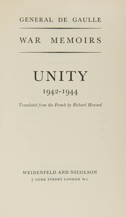 The second volume of General de Gaulle's War Memoirs.