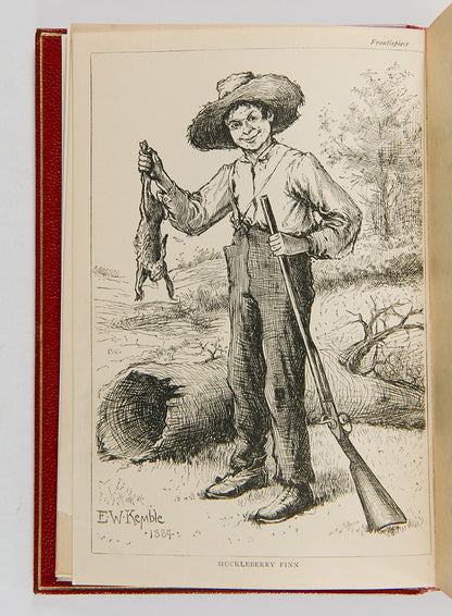 This copy is a first edition of one of the pillars of American literature, The Adventures of Huckleberry Finn by Mark Twain,which follows the titular character's journey down the Mississippi 
