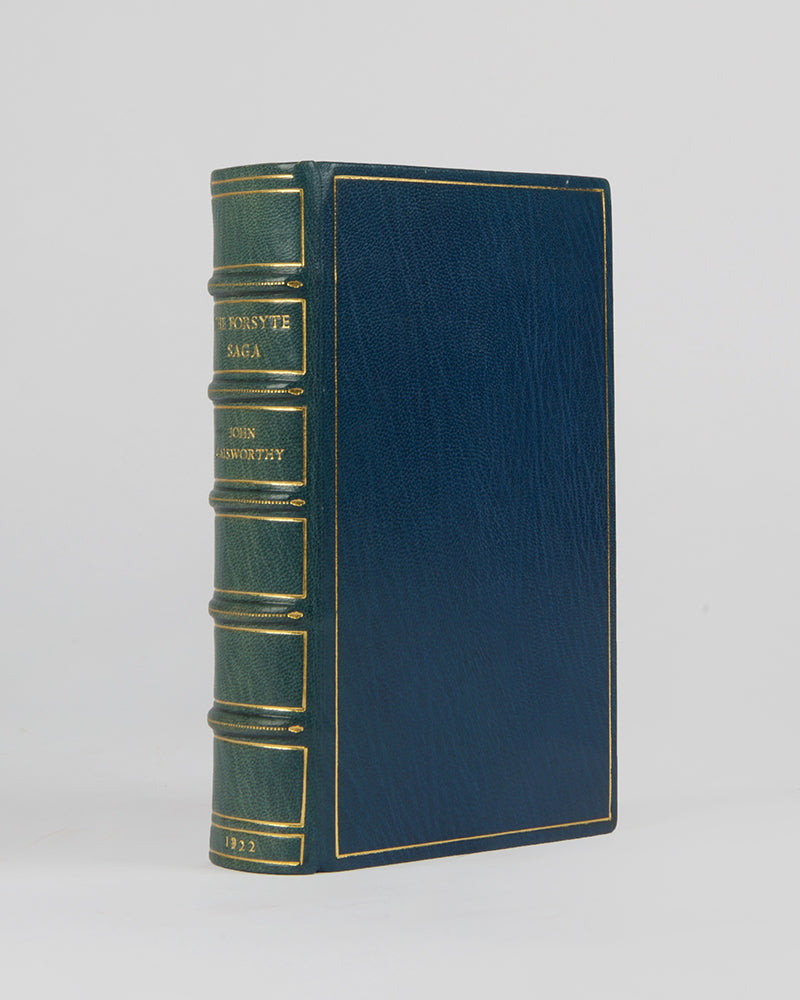 The five volumes of the Forsyte Saga by John Galsworthy.