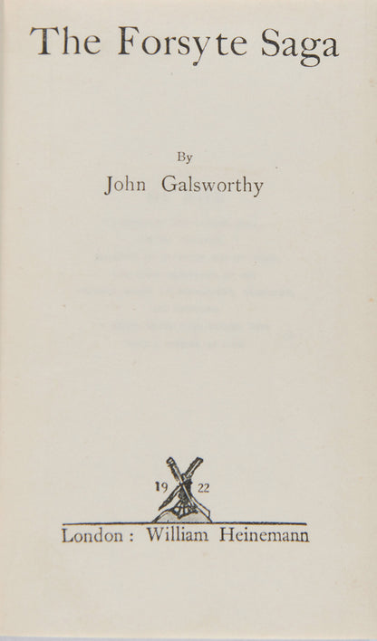 The five volumes of the Forsyte Saga by John Galsworthy.