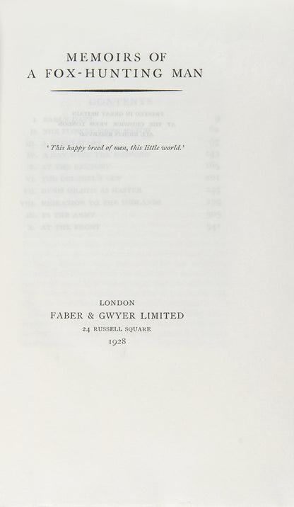 The signed limited edition of Fox-Hunting Man by Siegfried Sassoon was published one month following the fist trade edition.