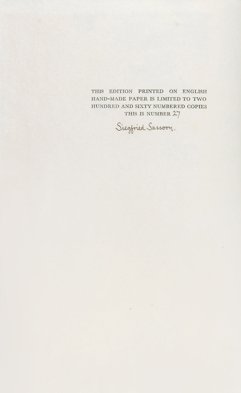 The signed limited edition of Fox-Hunting Man by Siegfried Sassoon was published one month following the fist trade edition.