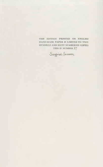 The signed limited edition of Fox-Hunting Man by Siegfried Sassoon was published one month following the fist trade edition.