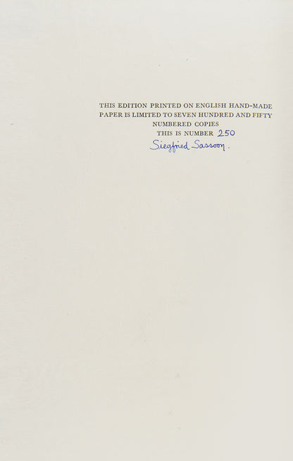 The signed limited edition of Fox-Hunting Man by Siegfried Sassoon was published one month following the fist trade edition.