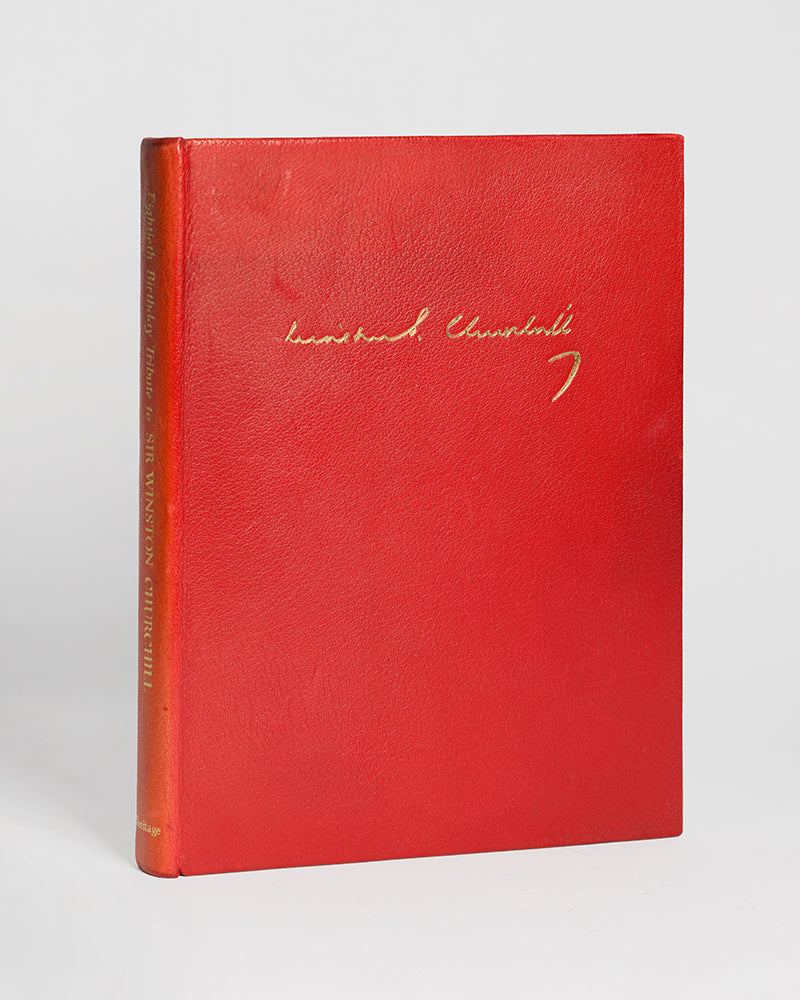 A signed first and only edition of an Eightieth Birthday Tribute to Sir Winston Churchill, one of only 3,000 copies containing a plethora of photographs
