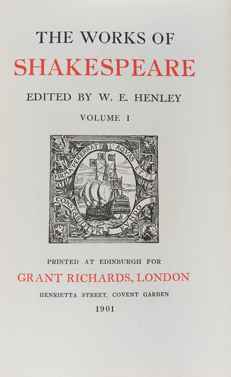 A handsome, finely-bound set of the collected works of the eminent William Shakespeare.