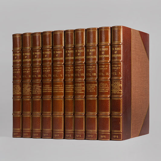 A handsome, finely-bound set of the collected works of the eminent William Shakespeare.