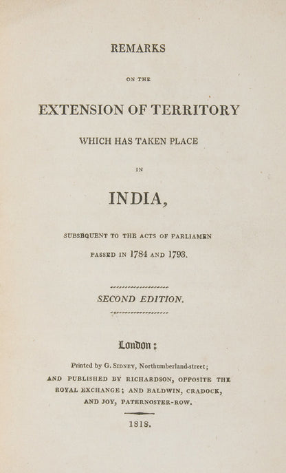 Remarks on the Extension of the Territory Which has Taken Place in India,
