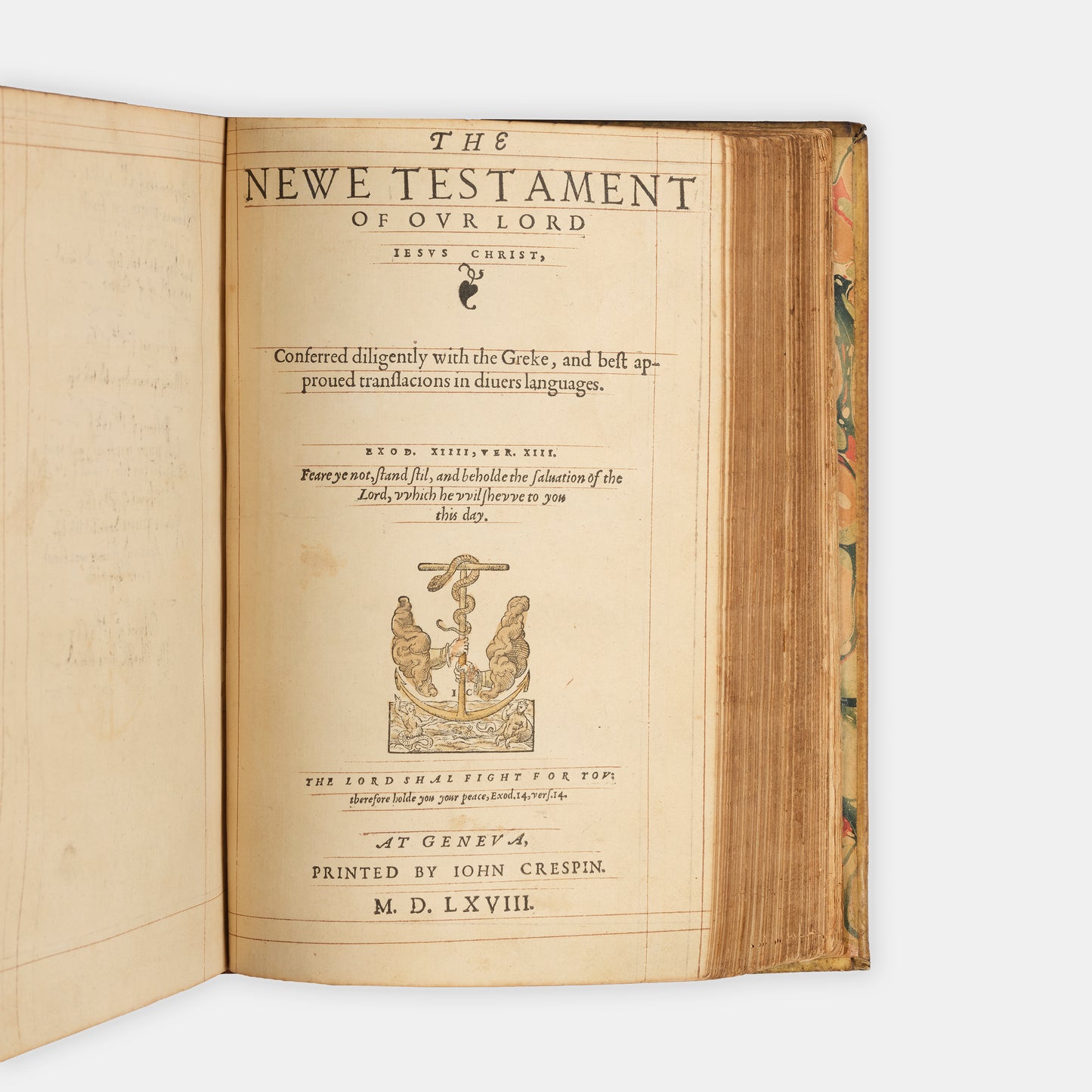 A remarkable copy of the second quarto edition of the Geneva Bible, complete with hand-coloured woodcut illustrations and 5 maps, and bound in seventeenth-century vellum gilt onlaid in red morocco