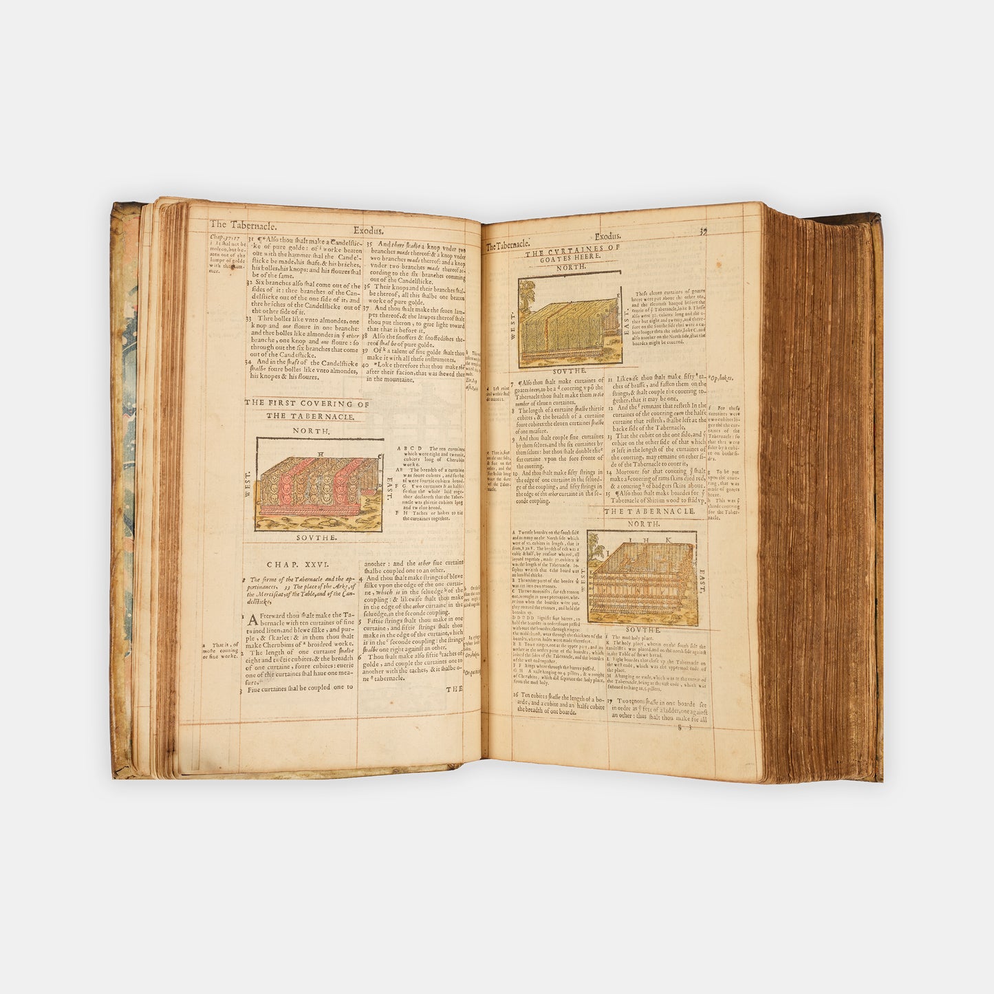 A remarkable copy of the second quarto edition of the Geneva Bible, complete with hand-coloured woodcut illustrations and 5 maps, and bound in seventeenth-century vellum gilt onlaid in red morocco