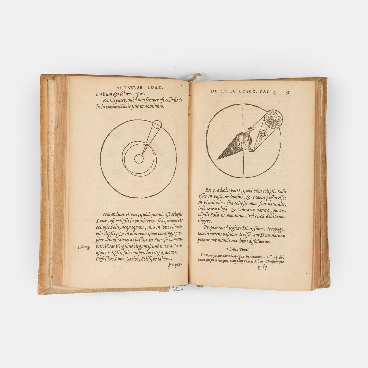 Sammelband containing the first editions of two significant astronomical textbooks, an influential 1556 edition of Sacrobosco's De Sphaera and Peucer's Elementa Doctrinae.