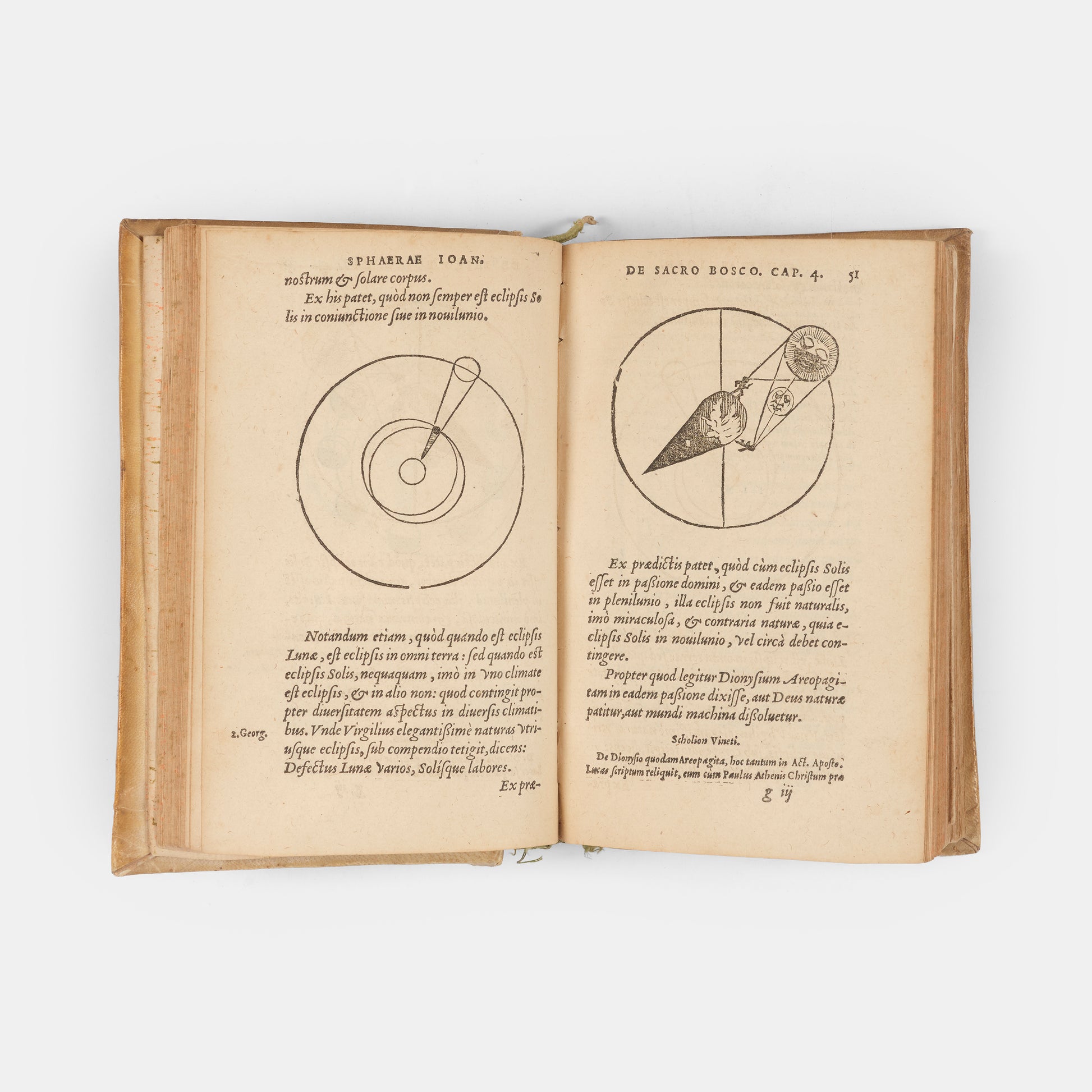 Sammelband containing the first editions of two significant astronomical textbooks, an influential 1556 edition of Sacrobosco's De Sphaera and Peucer's Elementa Doctrinae.