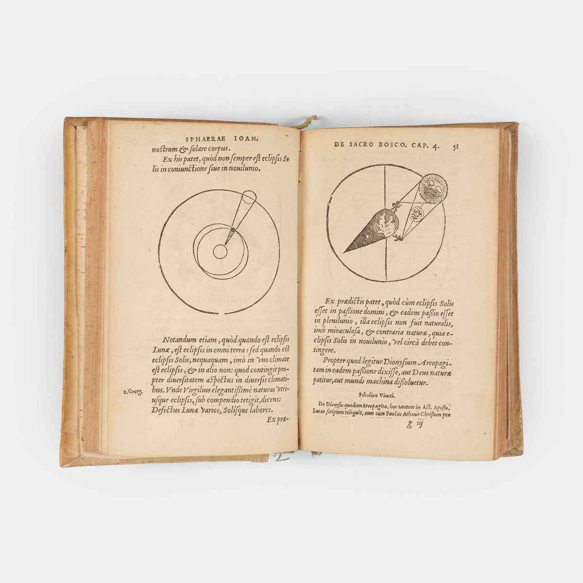 Sammelband containing the first editions of two significant astronomical textbooks, an influential 1556 edition of Sacrobosco's De Sphaera and Peucer's Elementa Doctrinae.