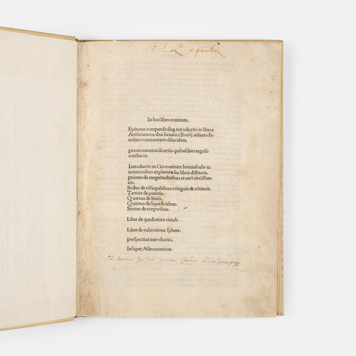 The first edition of philosopher Jacques LefÃ¨vre d'Ã‰taples's condensed version of Boethius's De Arithmetica (On Arithmetic), published by Hneri Estienne in 1503.