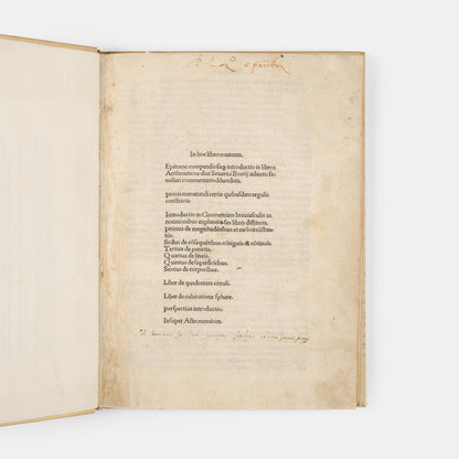 The first edition of philosopher Jacques LefÃ¨vre d'Ã‰taples's condensed version of Boethius's De Arithmetica (On Arithmetic), published by Hneri Estienne in 1503.