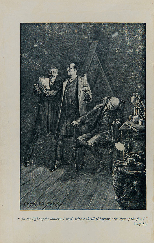 A first edition of the second Holmes novel, The Sign of Four by Arthur Conan Doyle.
