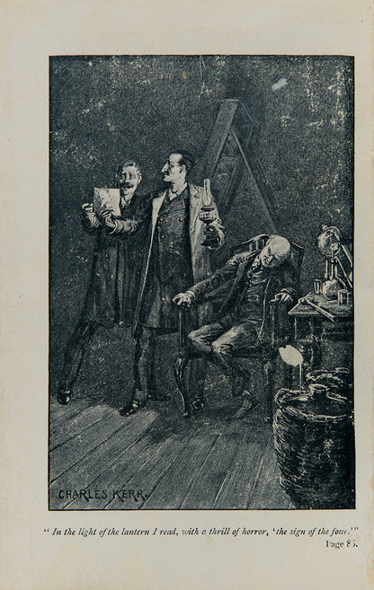 A first edition of the second Holmes novel, The Sign of Four by Arthur Conan Doyle.