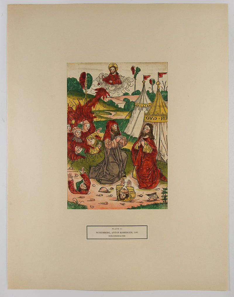 One of the rarest and most desirable plate books of the early 20th century, W.L. Schreiber's Woodcuts from Books of the 15th Century houses 55 incunable leaves, all with woodcut illustrations, and including 20 leaves in hand colour.