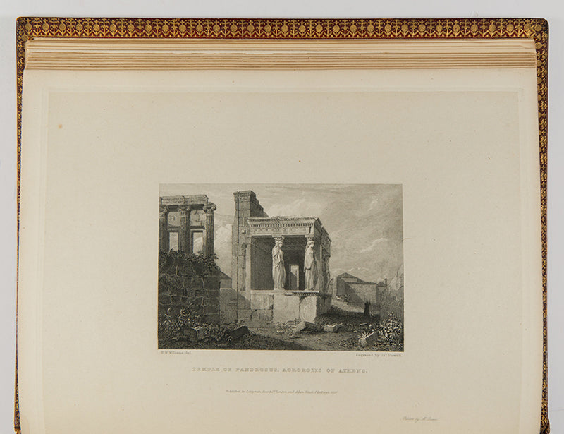 A beautifully bound first edition of Select Views in Greece by Hugh Williams, depicting the historical sites and landscapes of Greece.