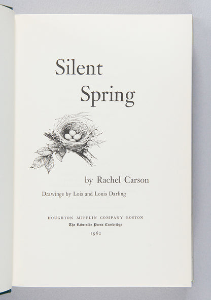 First edition of Rachel Carson's landmark work, Silent Spring, credited by many as the book that laid the foundations for the modern environmentalist movement. 
