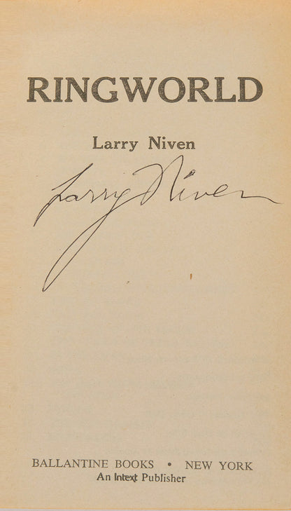 A true first edition of Larry Niven's Ringworld, signed by the author on the title page. 
