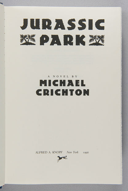 First trade edition of Michael Crichton's Jurassic Park, the book that spawned a global franchise after its 1993 adaptation directed by Steven Spielberg.
