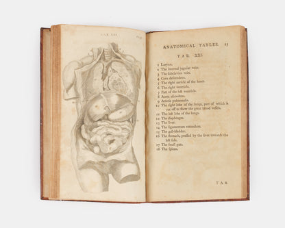 A rare, early American edition of surgeon William Cheselden's The Anatomy of the Human Body (1913), published in 1796 under the title Anatomical Tables of the Human Body.