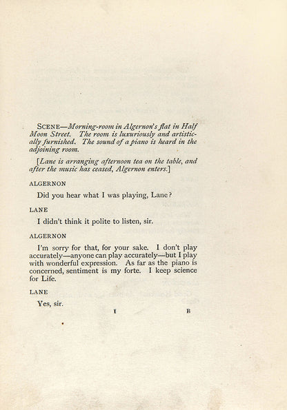A first edition of Oscar Wilde's seminal play, The Importance of Being Earnest.