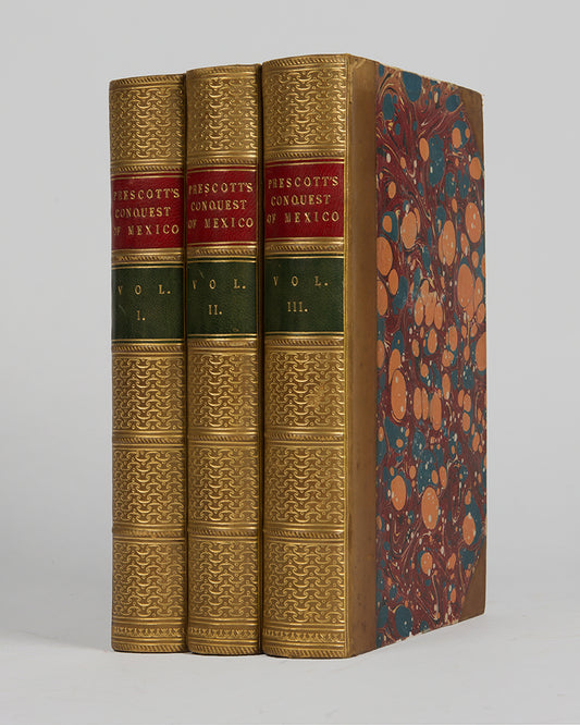 A handsomely bound set of Prescott's History of the Conquest of Mexico, a classic and important account of the Spanish Conquest of Mexico.