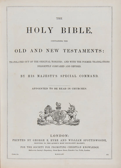 A well-preserved mid-Vicotiran King James Bible in the original black pebble-grain gilt-panelled morocco