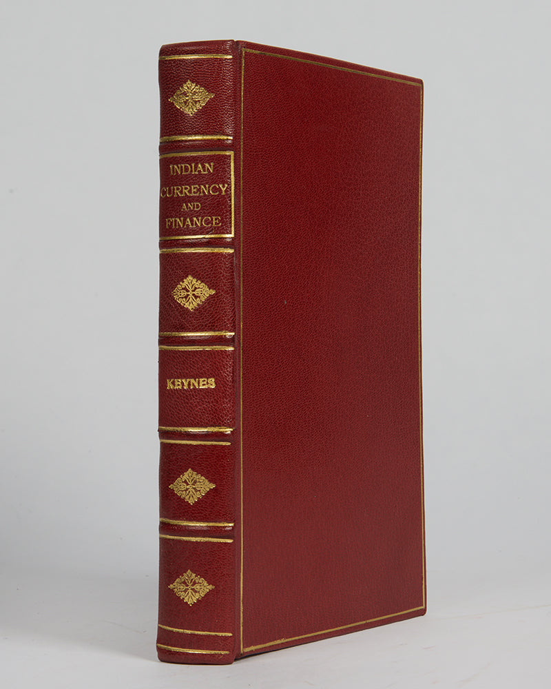 John Maynard Keynes' first published book Indian Currency and Finance in full red morocco