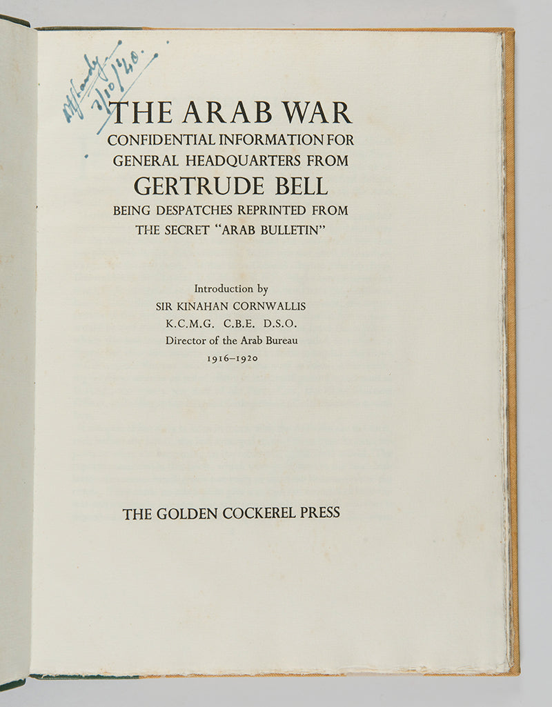 Scarce limited edition bound by Sangorski & Sutcliffe of Gertrude Bell's The Arab War.